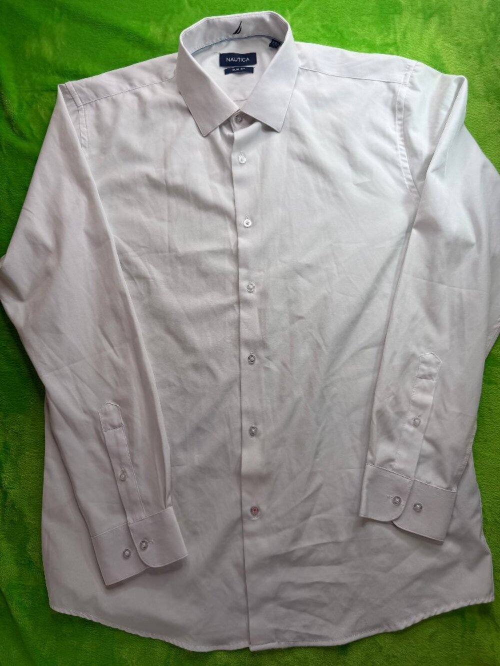 Nautica Slim Fit White Dress Shirt Sz 16-16.5 34/35 L